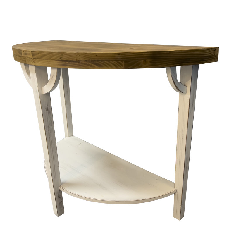 Gracie Oaks Mok 23.62'' Tall Solid Wood Half Moon End Table & Reviews